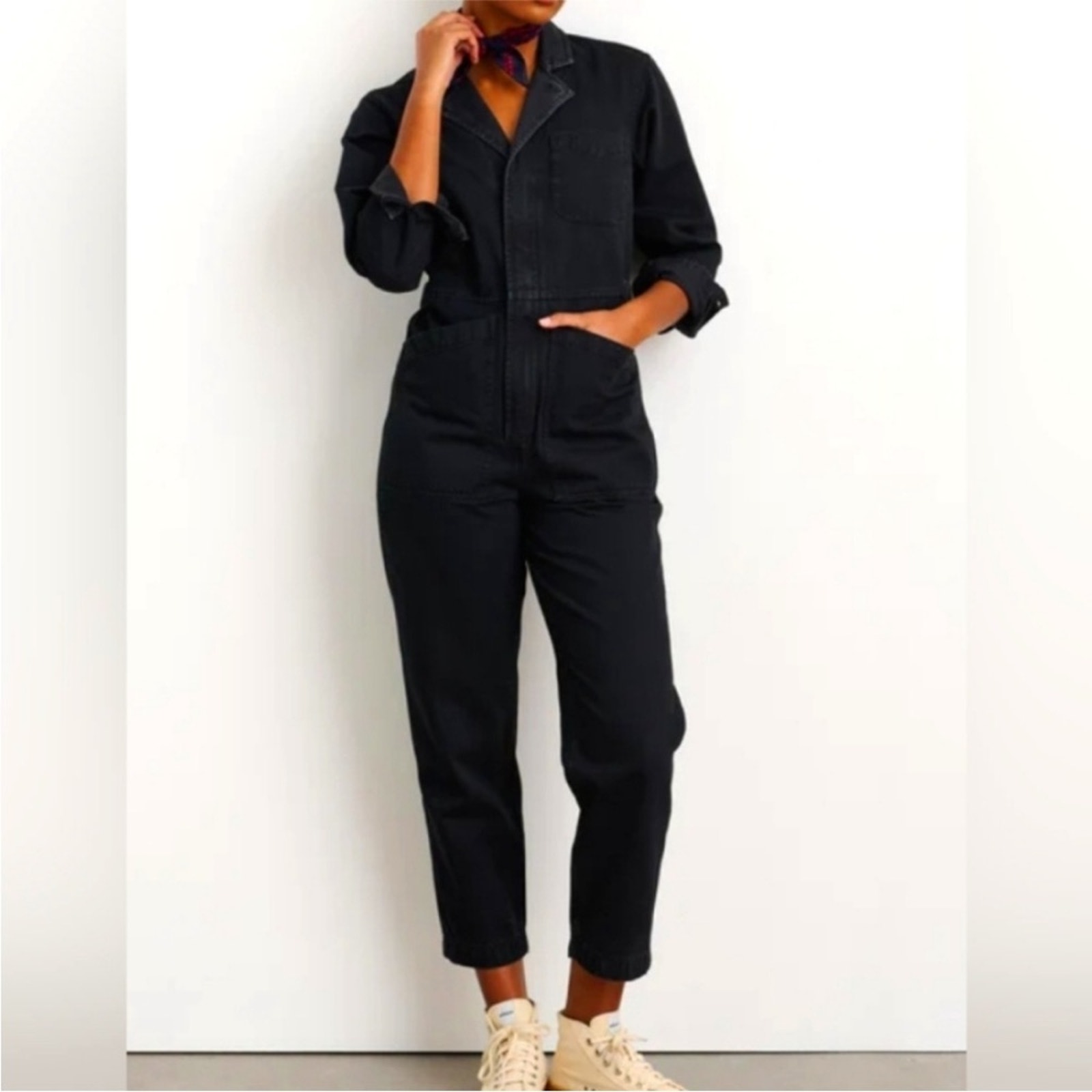 Alex Mill Standard Zip Jumpsuit In Herringbone Black